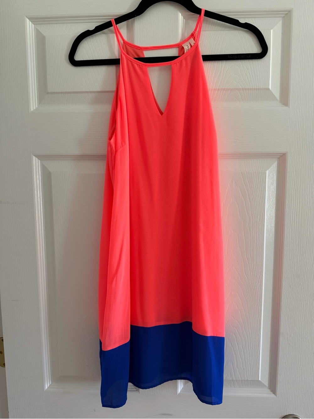 Women’s Colorblock Neon Pink and Blue Sleeveless Dress